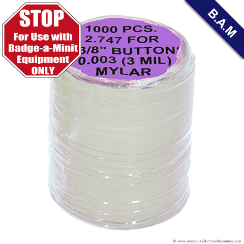 Badge-a-minit 3771-c 3 inch Plastic Covers - 100